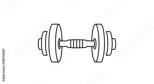 A simple line drawing of a dumbbell on a white background