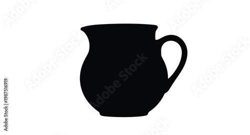Black mug silhouette against a clear background on transparent background