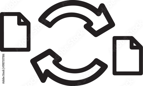 File exchange, document transfer, data sync icons, data migration symbols, file sharing