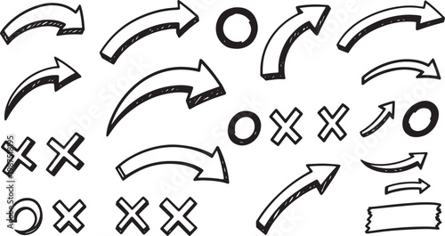 Diverse vector arrows shapes a hand drawn collection for design and illustration