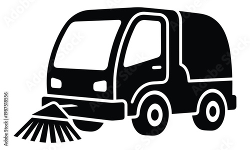 Street sweeper truck icon