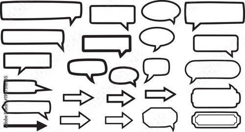 Diverse speech bubble vector set communication dialogue graphics for design projects