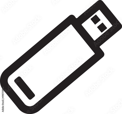 USB flash drive, memory stick, data storage, black icon