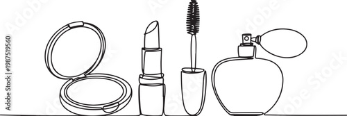 Makeup and Perfume Bottle Line Art cosmetics lipstick