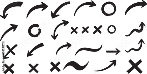 Black vector arrows shapes directional indicators for design data visualization