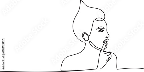 Woman's Face With Finger To Mouth In Shush Gesture