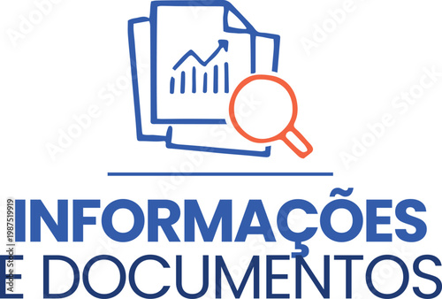 Pesquisa de documentos e informações em ícone vetorial