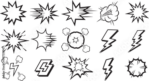 Dynamic vector explosion effects hand drawn comic book action power vector illustrations