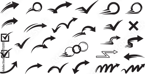 Diverse vector arrows symbols directional indicators for design data visualization