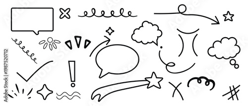 hand drawn decorative doodles sketch drawing scribble icon set. pen pencil hand drawn hand made doodle drawing icon set.