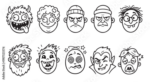 Black and white icons set