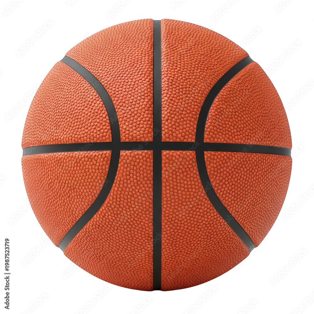 Fototapeta premium Orange Basketball with Black Lines Isolated on Transparent Background