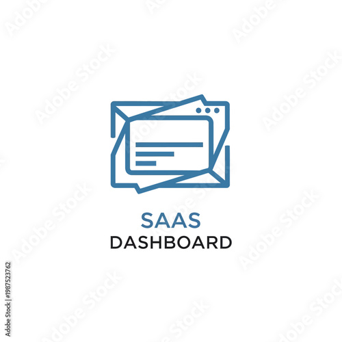 Blue abstract folder dashboard logo for saas business technology data analysis finance.