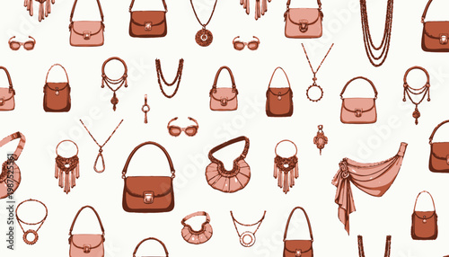 Elegant Assortment of Stylish Handbags and Jewelry Accessories for Fashionable Trends