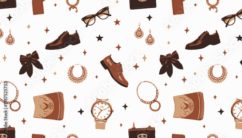 Elegant Collage of Accessories Featuring Timeless Shoes, Watches, and Jewelry on a Clean Background with Modern Artistic Style