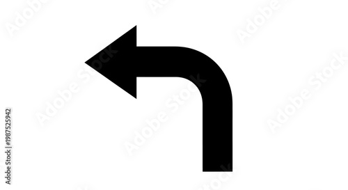 Foto Simple black arrow pointing left with a ninety degree turn