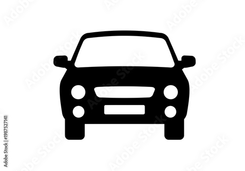 A really nice and expensive black silhouette of a nice car from front view on with headlights