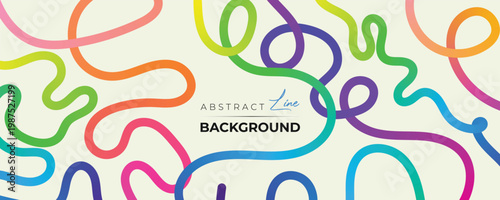 Colorful abstract curvy line pattern on a black background