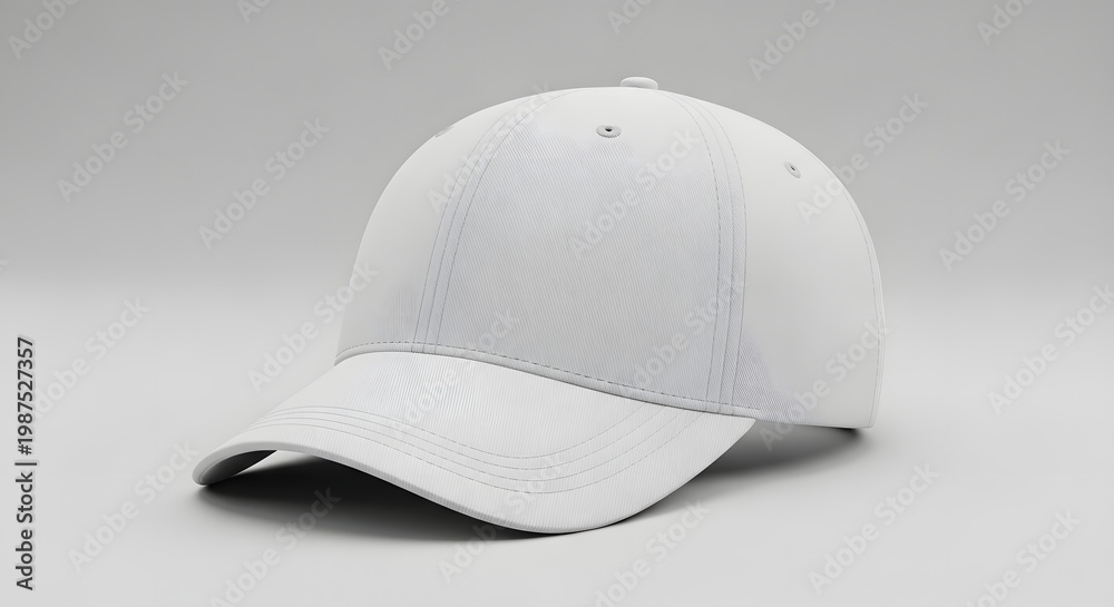 Fototapeta premium Isolated white baseball cap on a gray surface studio shot