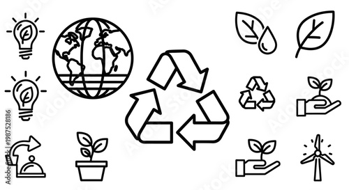 Eco friendly icons for sustainable living.