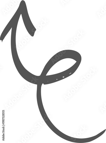 Hand drawn black curved arrow pointing to the right isolated on transparent background, Black curved arrow pointing right with slight upward arc on white background, isolated design element vector.