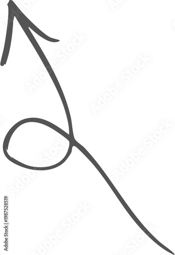 Hand drawn black curved arrow pointing to the right isolated on transparent background, Black curved arrow pointing right with slight upward arc on white background, isolated design element vector.