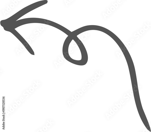 Hand drawn black curved arrow pointing to the right isolated on transparent background, Black curved arrow pointing right with slight upward arc on white background, isolated design element vector.