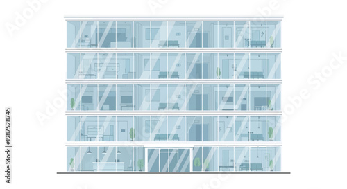 Modern office building with glass facade.