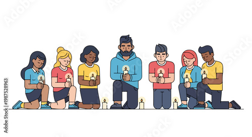 People Holding Candles Memorial Vigil Social Justice