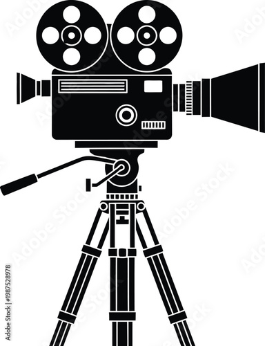 Vintage film camera icon a classic symbol of filmmaking and nostalgia