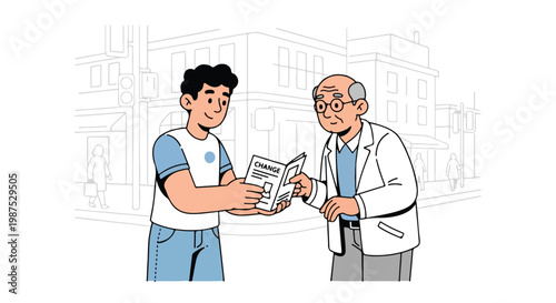 Young Man Receives Social Change Information Flyer