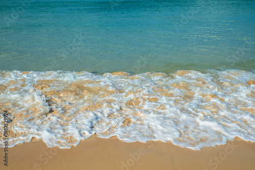 Wallpaper Mural Beautiful tropical landscape sea view with splashed waves. Sea and ocean energy. Relaxation and nature. Space for text Torontodigital.ca