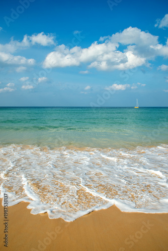 Wallpaper Mural Beautiful tropical landscape sea view with splashed waves. Sea and ocean energy. Relaxation and nature. Space for text Torontodigital.ca