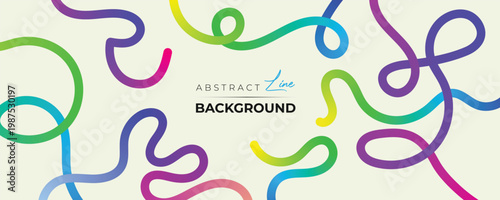 Colorful abstract curvy line pattern on a black background