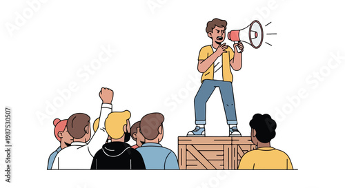 Youth Protest Rally Illustration Vector