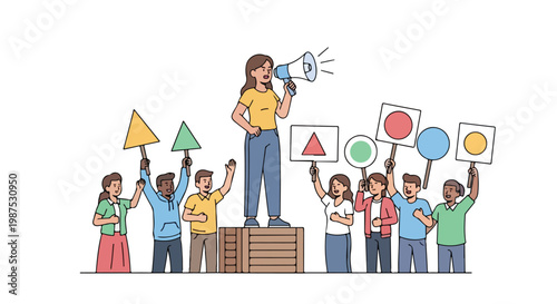 Youth Protest Rally Vector Illustration