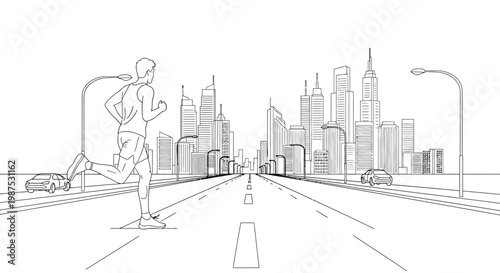 Man running on a city street.