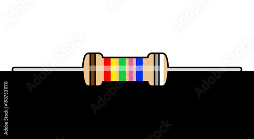 Resistor electronic component with colorful bands.