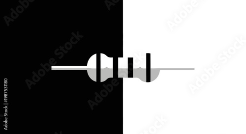 Resistor electronic component on black and white background.