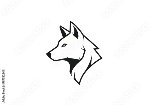 Wolf logo on white background. Wolf logo design. Wolf head logo vector illustration.