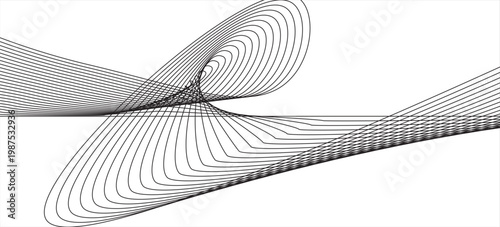 Abstract wave element for design. Digital frequency track equalizer. Stylized line art background. Vector illustration. Wave with lines created using blend tool.
