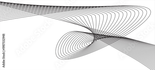 Abstract wave element for design. Digital frequency track equalizer. Stylized line art background. Vector illustration. Wave with lines created using blend tool.