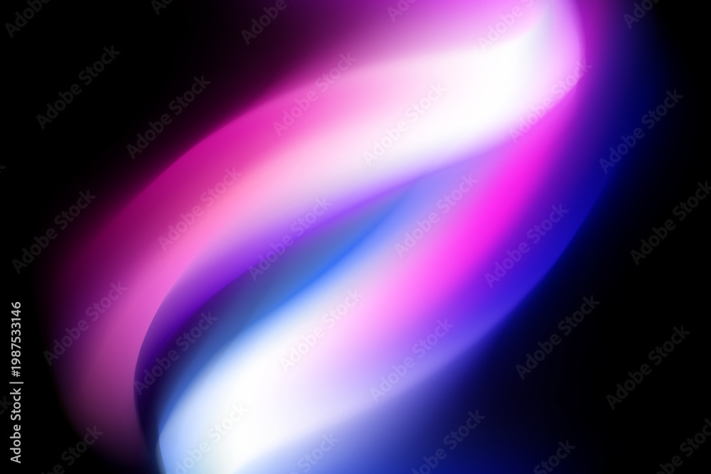 Obraz premium Abstract neon gradient background with fluid light shapes in pink, purple and blue on dark backdrop.