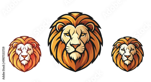 Lion logo on white background. Lion logo design. Lion head logo vector illustration.