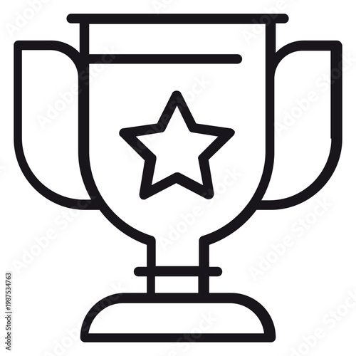 Foto Trophy cup vector icon illustration with a star emblem, symbolizing success, achievement, victory, and competition, minimalist black line art design for business, sports, and education