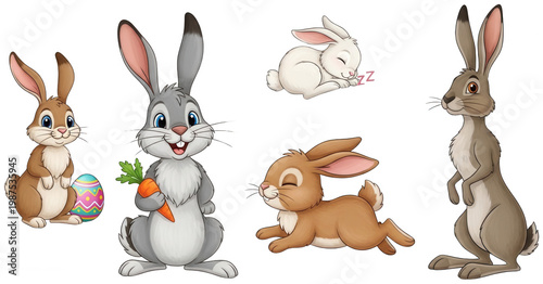 Cute Bunny png Happy Rabbit cutout Adorable Hare png Sweet Bunny cutout Cartoon Rabbit png Brown Bunny cutout Grey Rabbit png White Bunny cutout Playful isolated transparent background image
