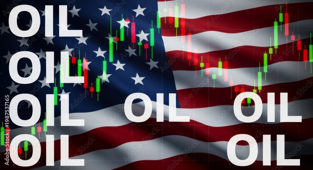 Obraz premium USA oil market stock chart conceptual typography for financial business presentation