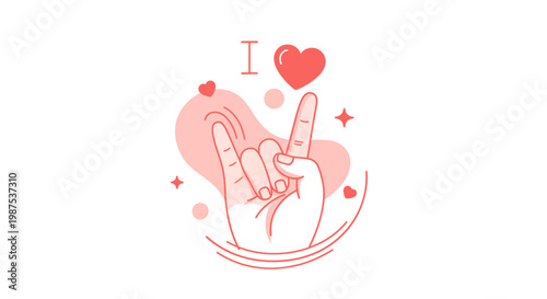 Hand with heart love sign gesture.
