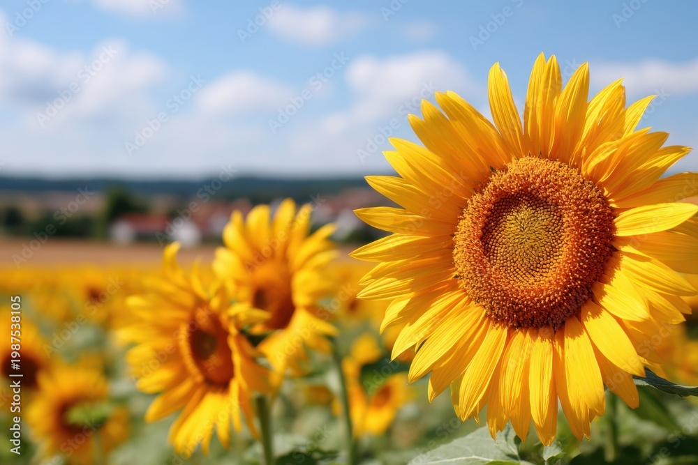 Obraz premium Vibrant sunflowers in a sunny field