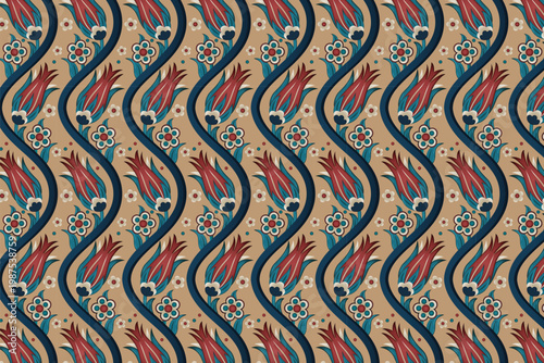 Ottoman Saz Yolu Tulip Pattern 